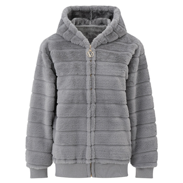 Women's Plush Stand Collar Zip Up Fleece