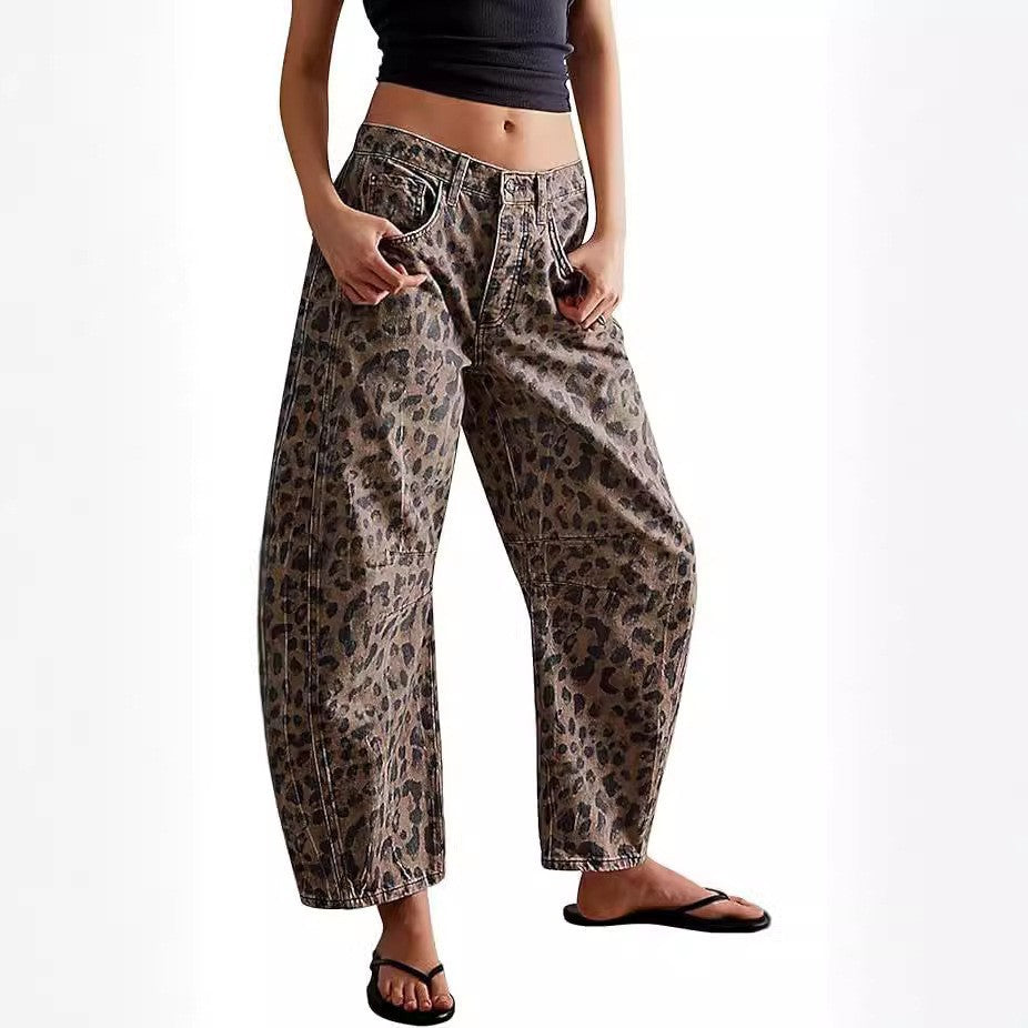 Loose Wide-Leg High-Waist Cotton Jeans
