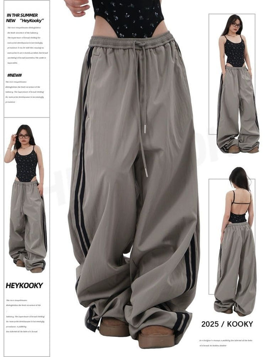 Womens Retro Striped Sweatpants