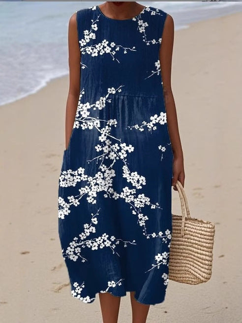 Sleeveless Round Neck Mid-Length Dress