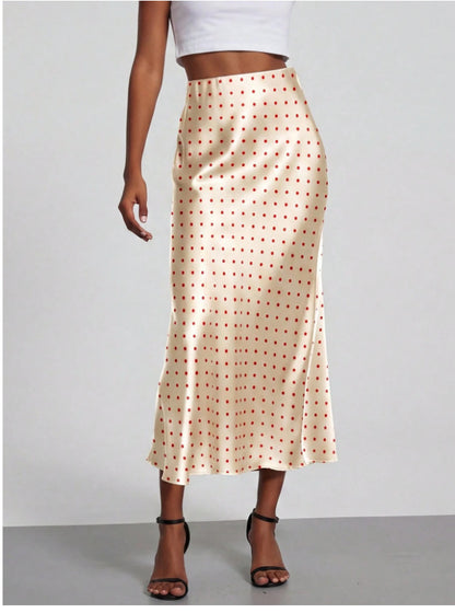 High-Waist Satin Fishtail Long Skirt