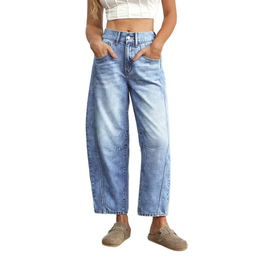 Loose Wide-Leg High-Waist Cotton Jeans