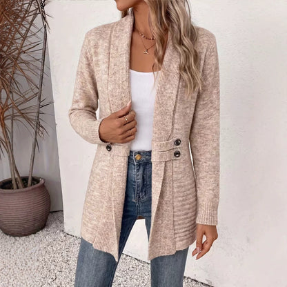 Mid-Length Double-Breasted Knitted Cardigan Sweater