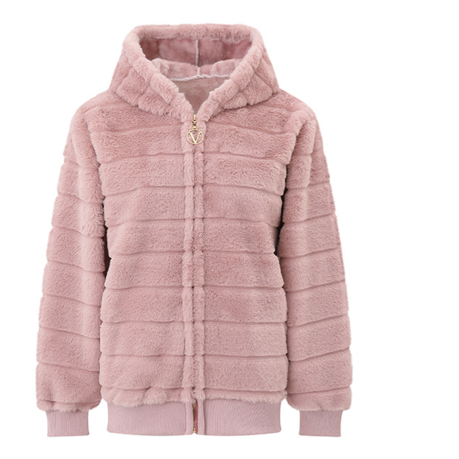Women's Plush Stand Collar Zip Up Fleece