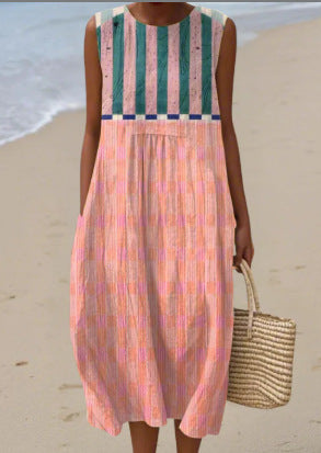 Sleeveless Round Neck Mid-Length Dress