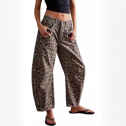 Loose Wide-Leg High-Waist Cotton Jeans