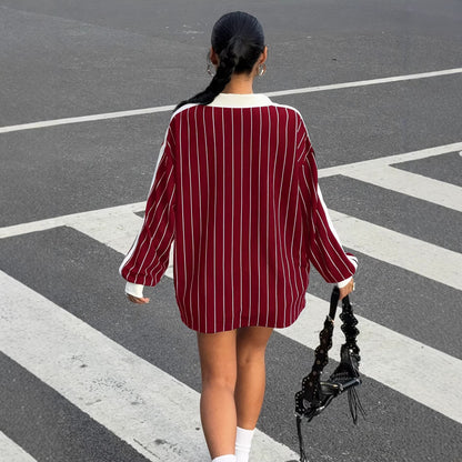 Contrast-color striped top