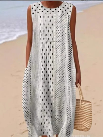 Sleeveless Round Neck Mid-Length Dress