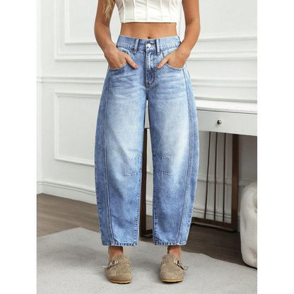 Loose Wide-Leg High-Waist Cotton Jeans