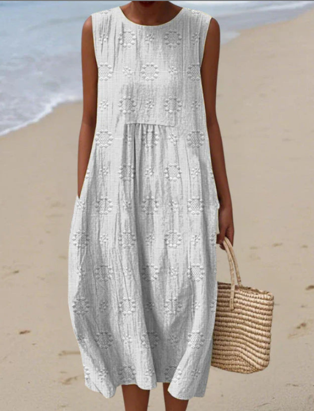 Sleeveless Round Neck Mid-Length Dress