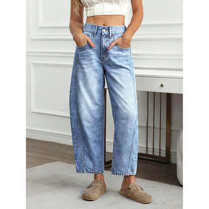 Loose Wide-Leg High-Waist Cotton Jeans