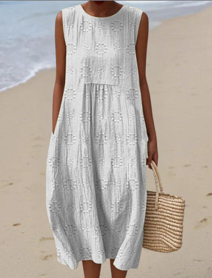 Sleeveless Round Neck Mid-Length Dress