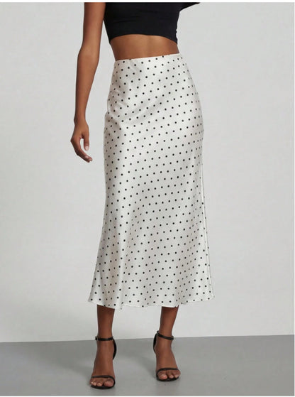 High-Waist Satin Fishtail Long Skirt
