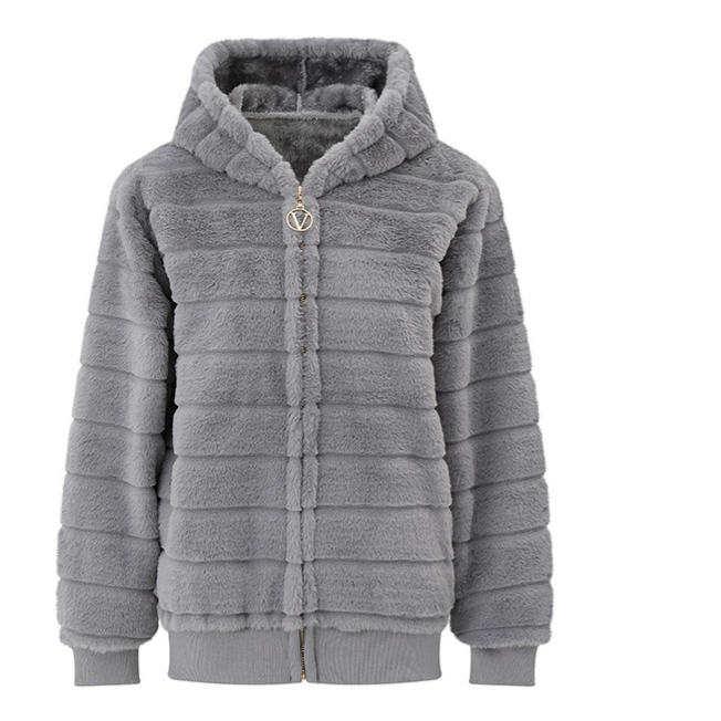 Women's Plush Stand Collar Zip Up Fleece