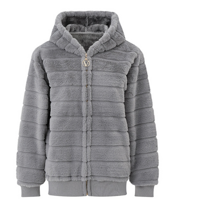 Women's Plush Stand Collar Zip Up Fleece