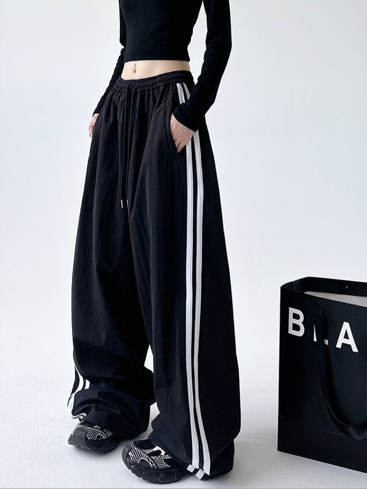 Womens Retro Striped Sweatpants