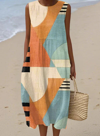 Sleeveless Round Neck Mid-Length Dress