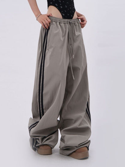 Womens Retro Striped Sweatpants