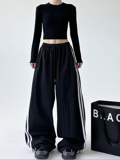 Womens Retro Striped Sweatpants