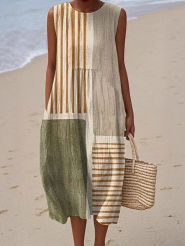 Sleeveless Round Neck Mid-Length Dress