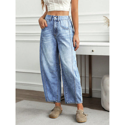 Loose Wide-Leg High-Waist Cotton Jeans