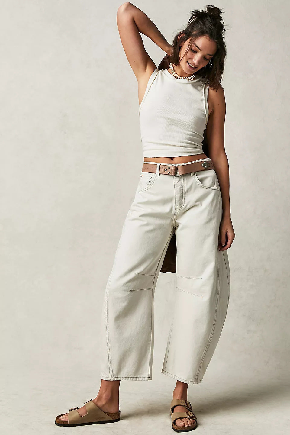 Loose Wide-Leg High-Waist Cotton Jeans
