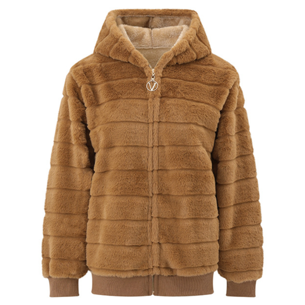 Women's Plush Stand Collar Zip Up Fleece