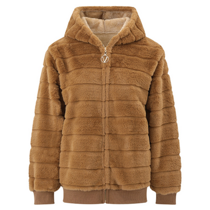 Women's Plush Stand Collar Zip Up Fleece