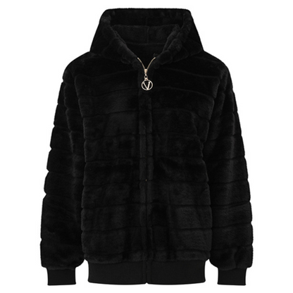 Women's Plush Stand Collar Zip Up Fleece