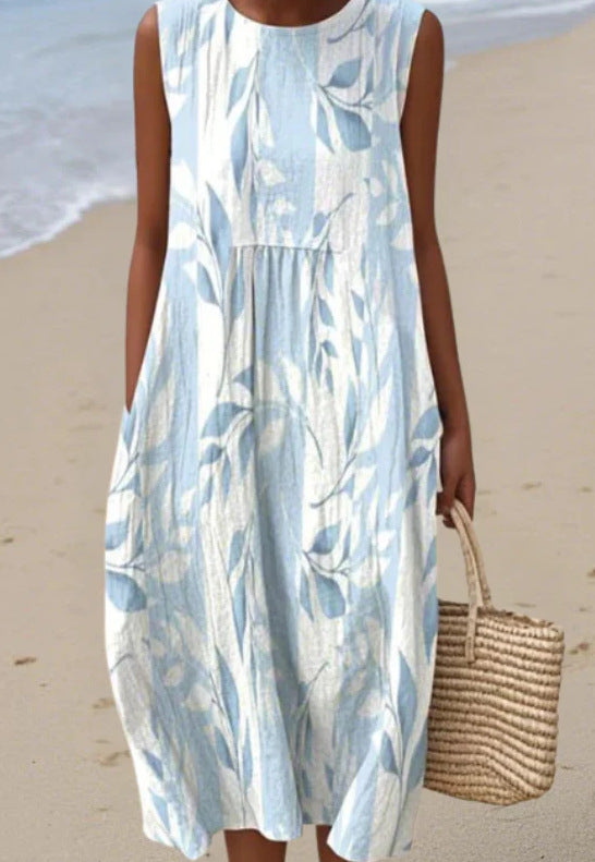 Sleeveless Round Neck Mid-Length Dress